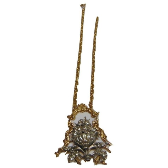 Huge 5 inch Vintage gold & pewter Art necklace
